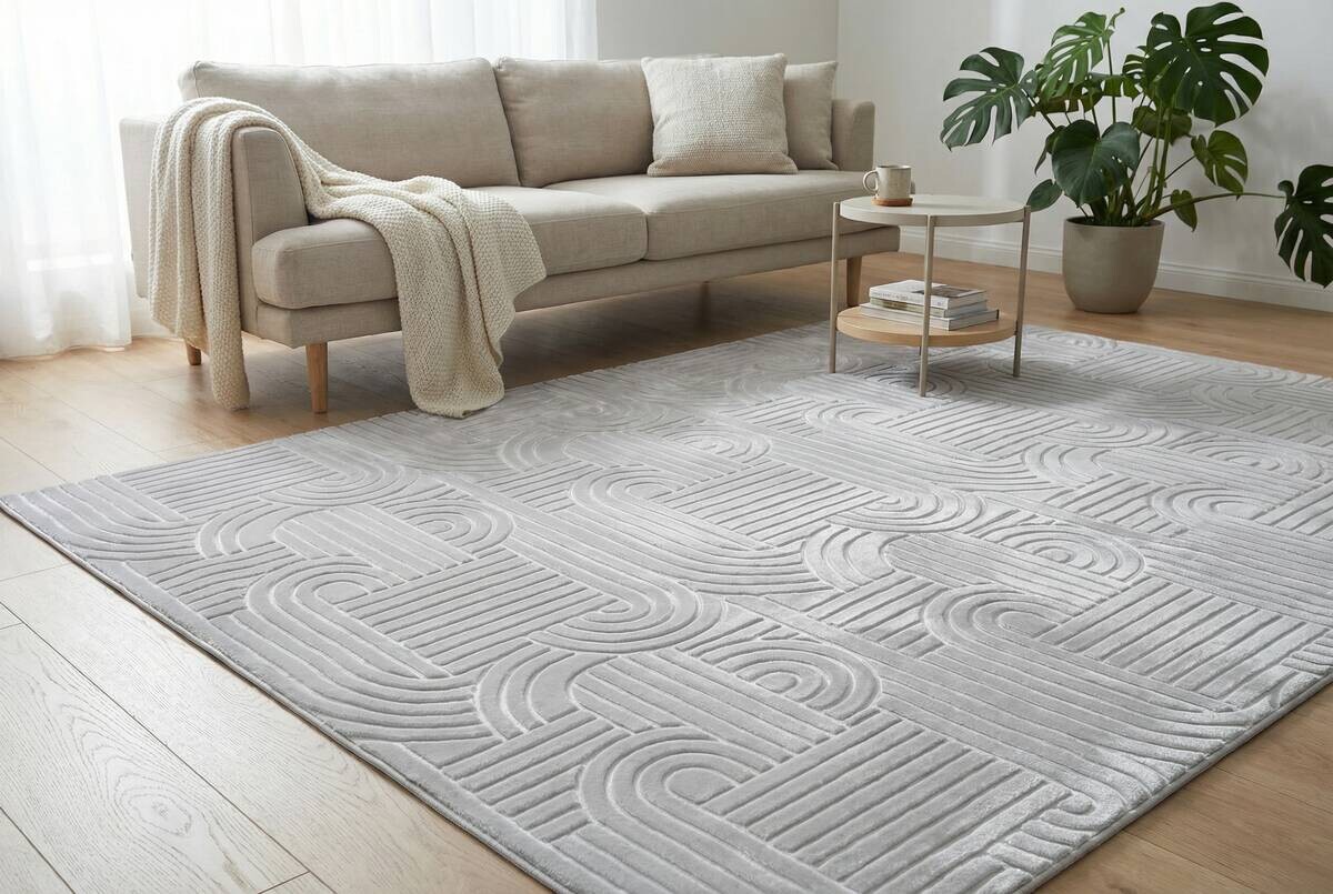 Kayoom Teppich Calma 125 silber B/L: ca. 120x160 cm