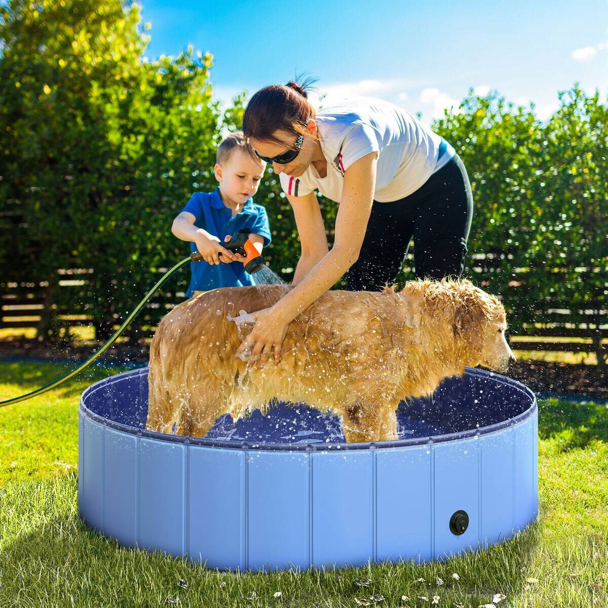 PawHut Hunde-Zubehör blau Polypropylen B/H/L: ca. 120x120x30 cm