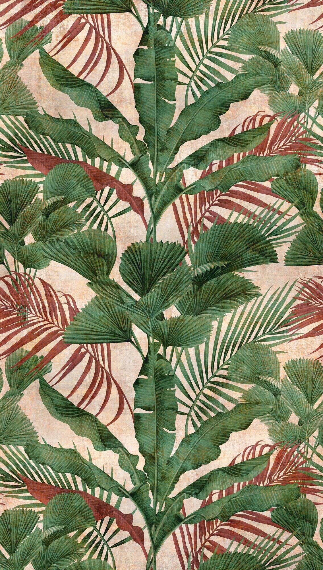 Livingwalls Fototapete Dschungel grün rot beige B/L: ca. 280x159 cm