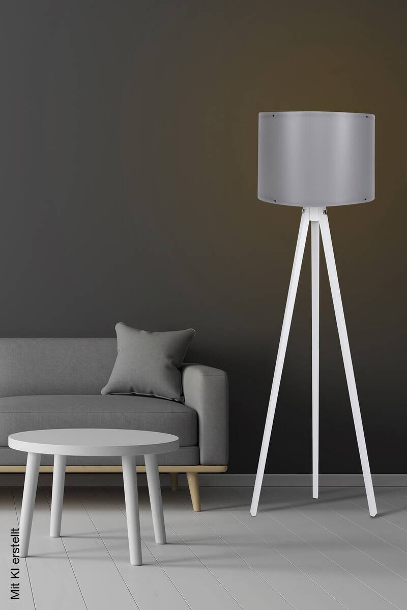 Opviq Stehlampe grau weiß MDF Polypropylen B/H/L: ca. 38x145x38 cm E27 1 Brennstellen