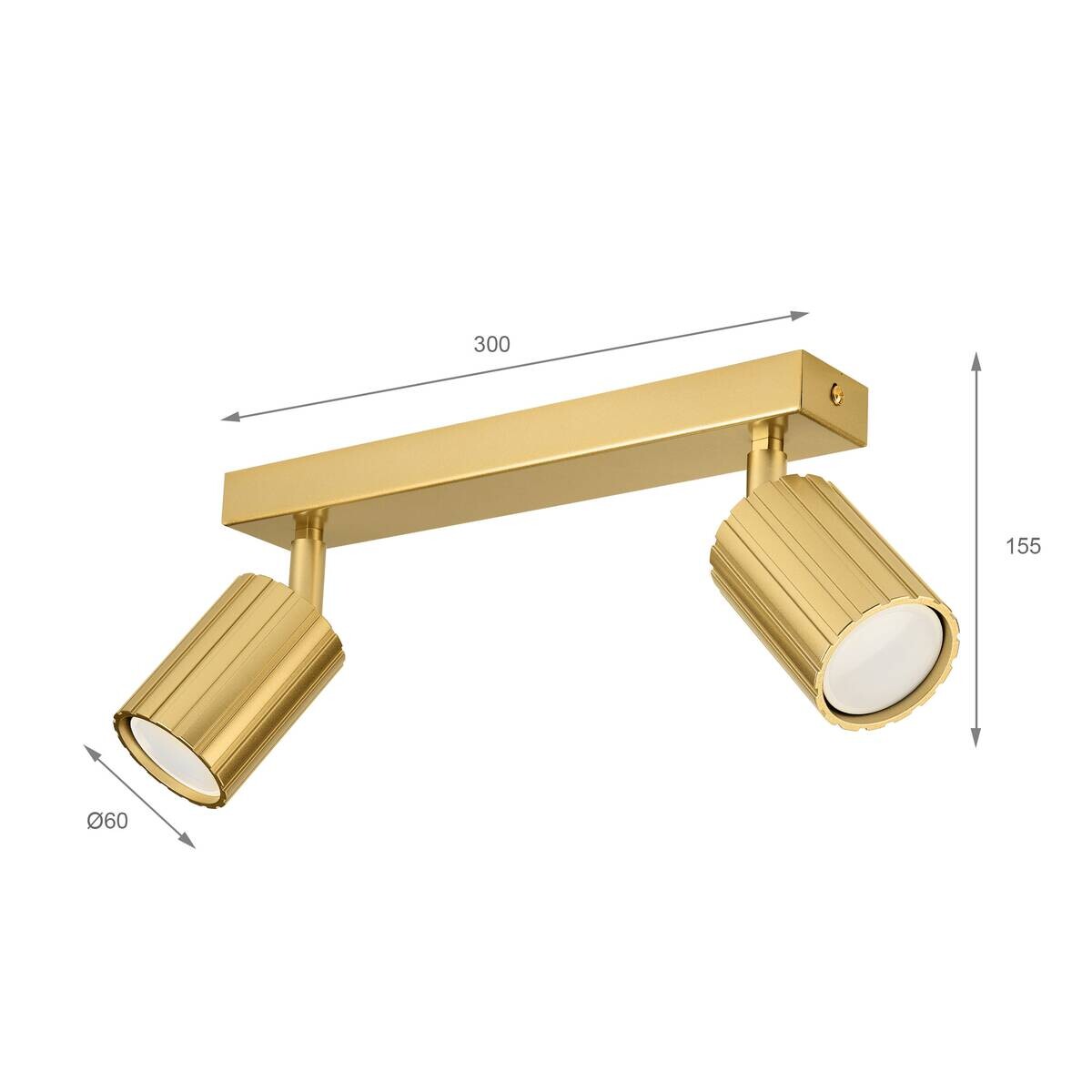 Lamkur Strahler Prisma gold Stahl B/H/L: ca. 6,5x16,5x30 cm 2 Brennstellen