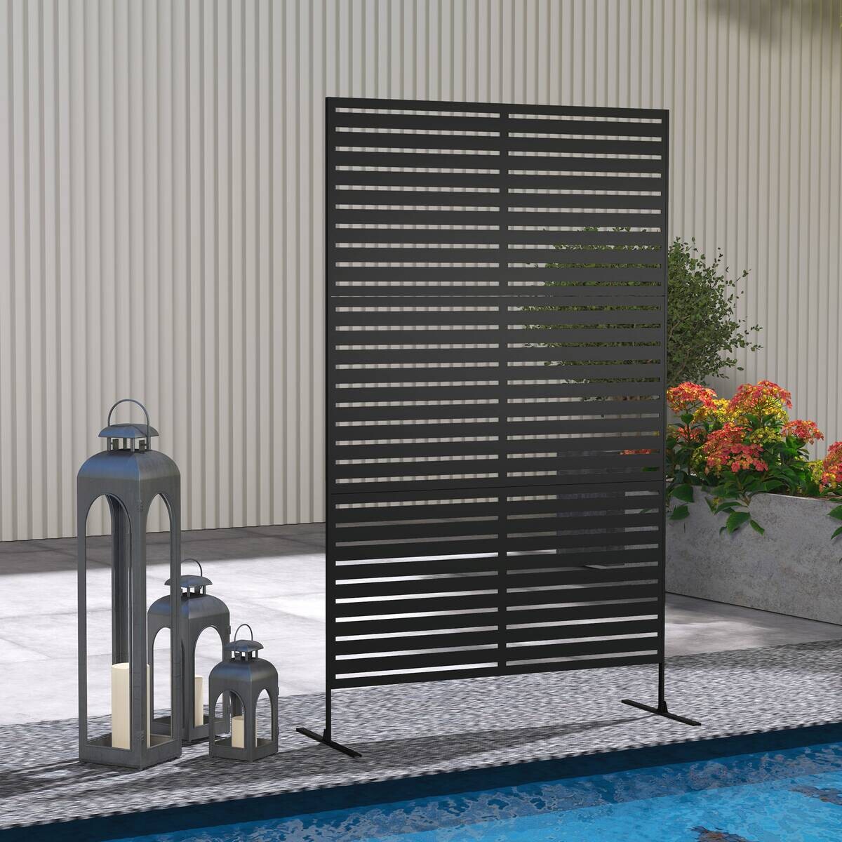 Outsunny Raumteiler schwarz Stahl B/H/L: ca. 45x198x122 cm