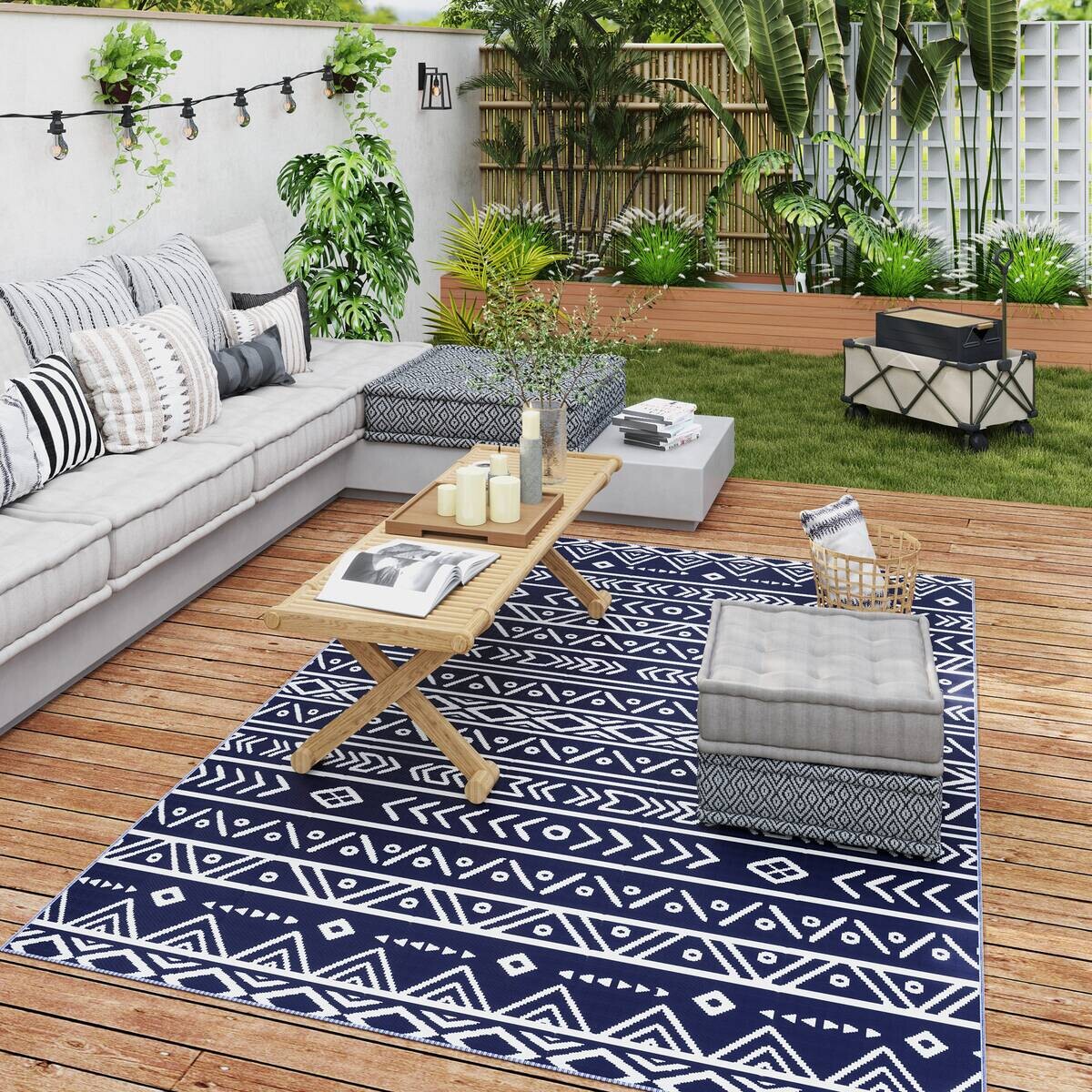Outsunny Outdoor-Teppich blau B/H/L: ca. 274x1x182 cm