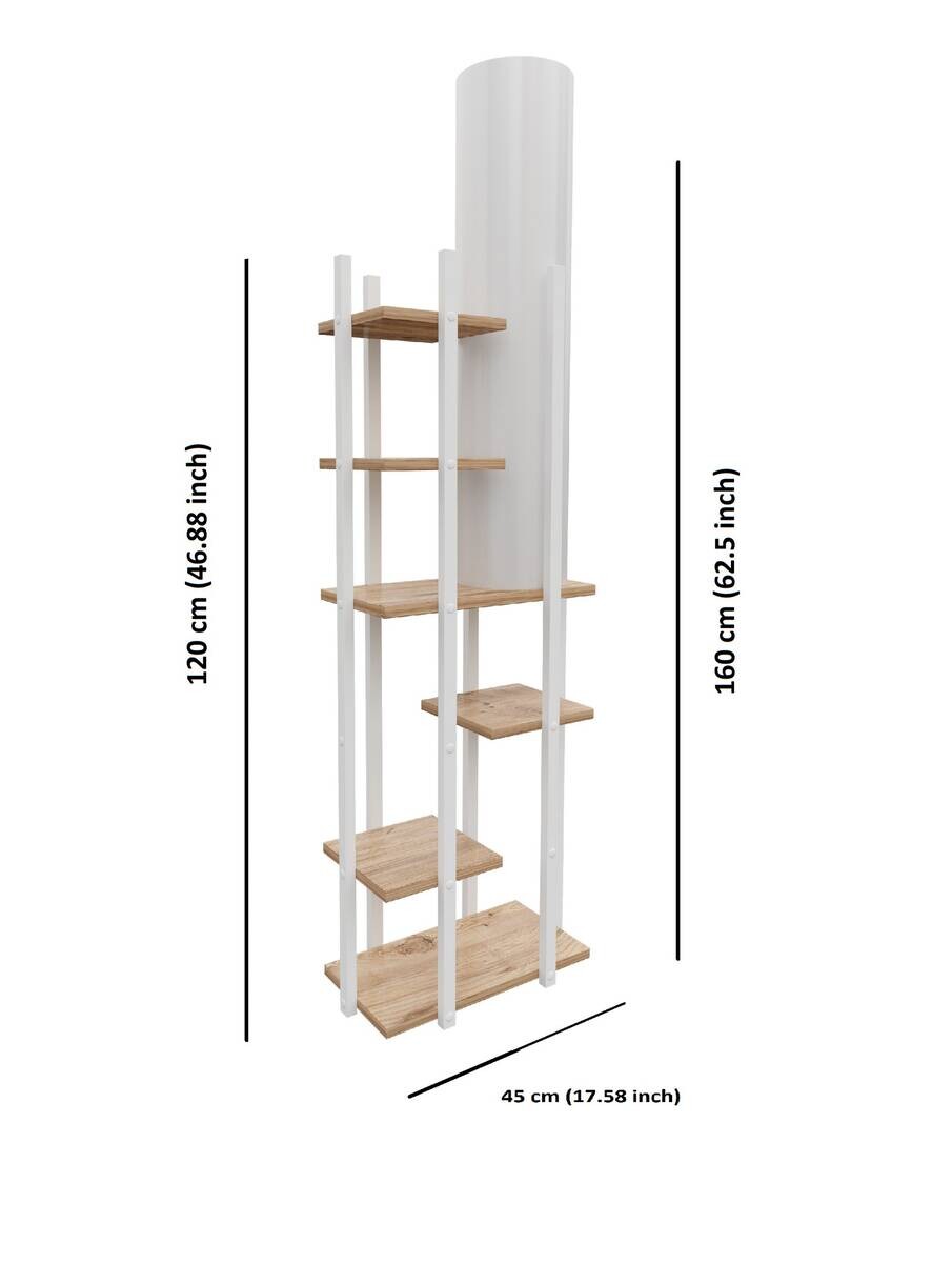 Opviq Stehleuchte natur weiß Spanplatte MDF B/H/T/L: ca. 25x160x25x45 cm E27 1 Brennstellen