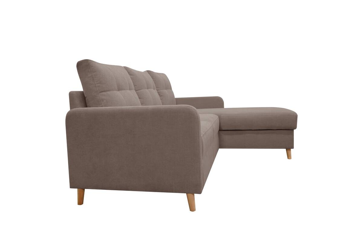 Ecksofa mit Bettfunktion und Bettkasten taupe Webstoff B/H/T: ca. 217x93x159 cm