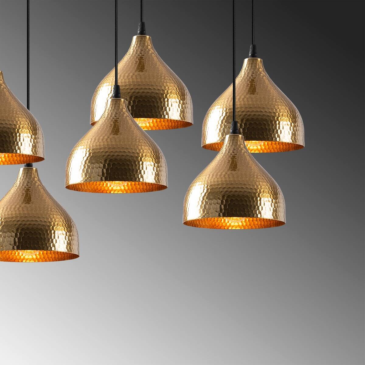 Opviq Pendelleuchte Tattoo-6222 Metall B/H/T/L: ca. 88x114x40x88 cm E27 7 Brennstellen