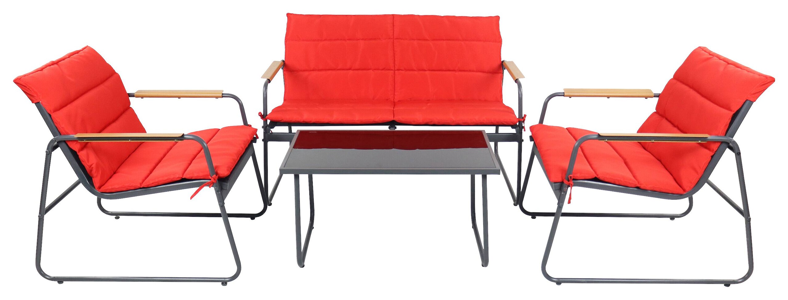 VCM Gartensitzgruppe rot Textilene B/H/L: ca. 110x76x74 cm