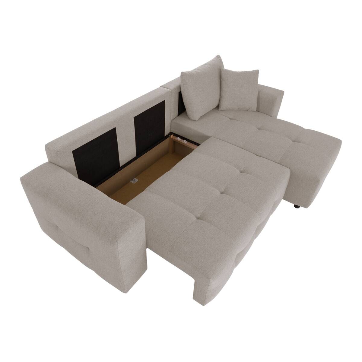 Ecksofa mit Bettfunktion und Bettkasten hellgrau Webstoff B/H/T: ca. 247x83x162 cm
