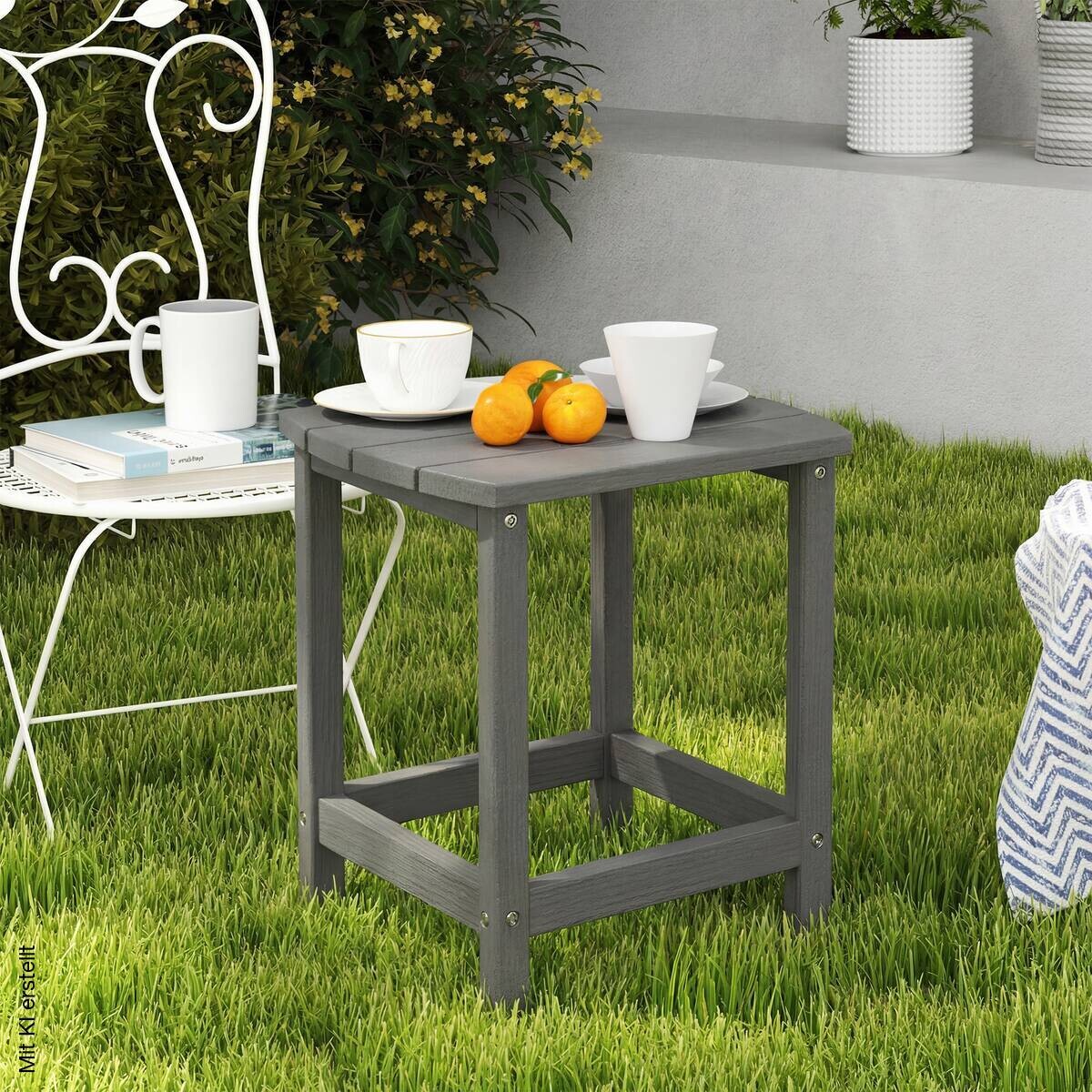 Outsunny Beistelltisch grau Kunststoff B/H/L: ca. 37x46x48 cm