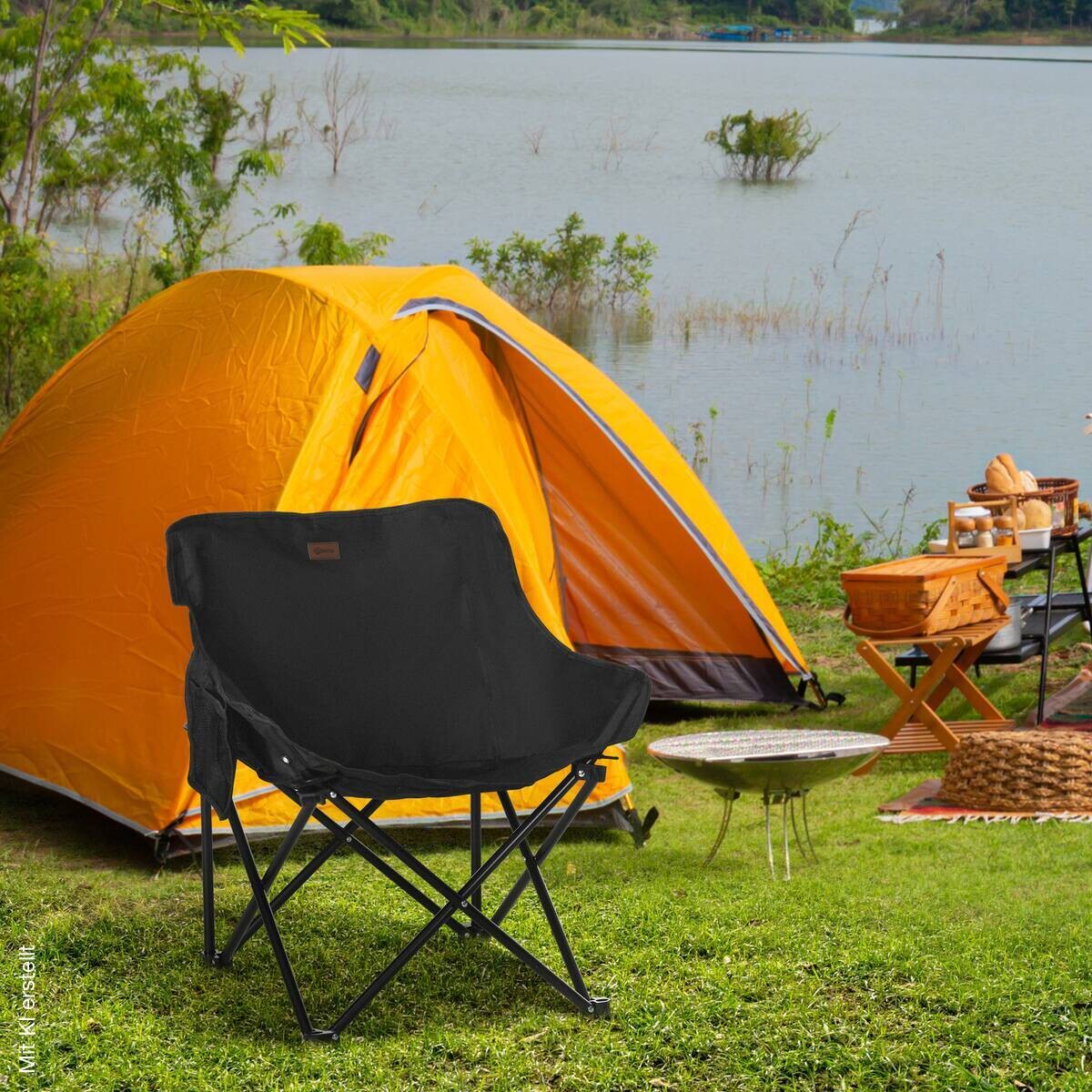 Outsunny Campingstuhl schwarz Stahl B/H/L: ca. 54x66x61 cm