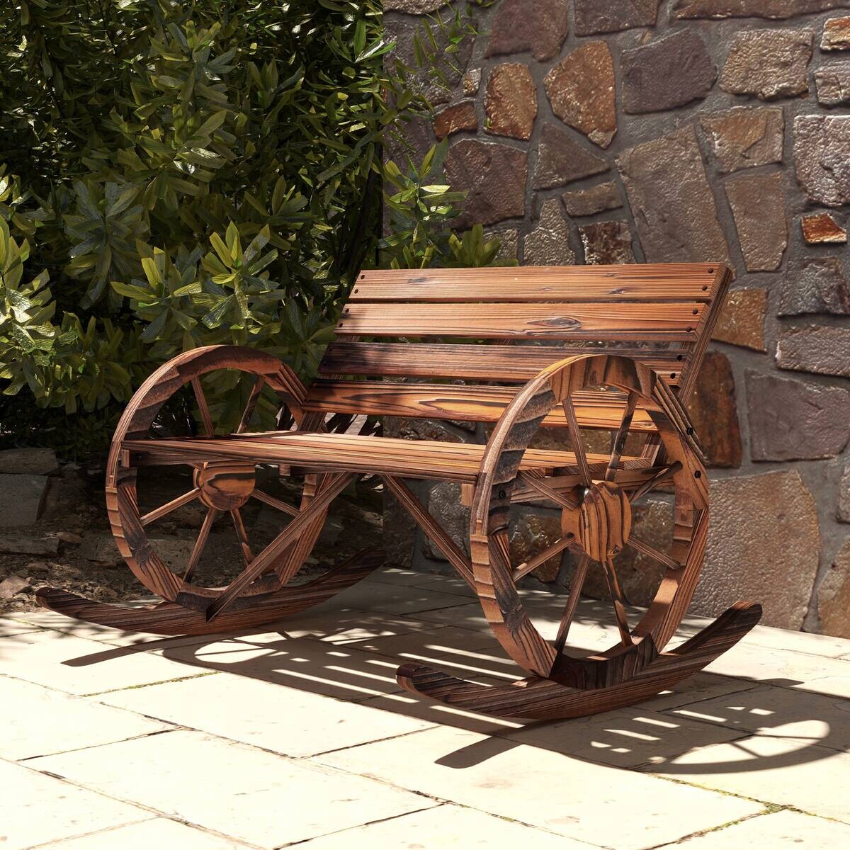 Outsunny Schaukelbank grau Holz B/H/L: ca. 88x105x74 cm