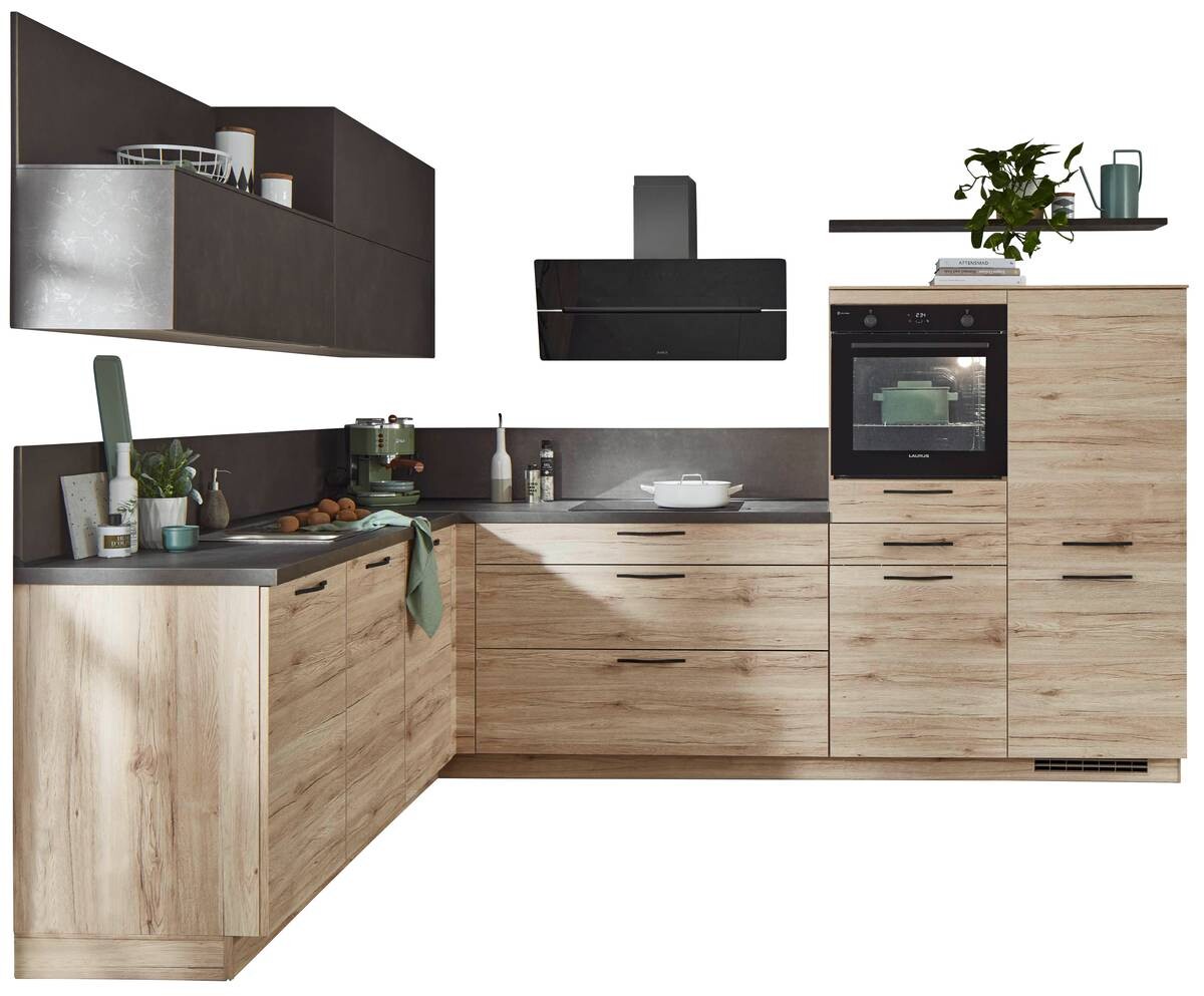 nobilia Winkelküche Riva Eiche San-Remo Nachbildung B/T: ca. 305x245 cm