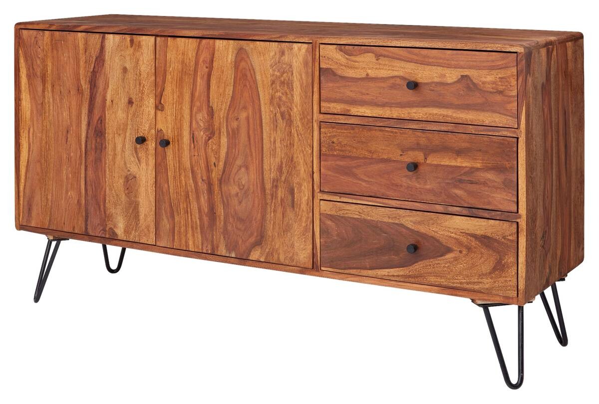 Sideboard schwarz lackiert natur beschichtet B/H/T: ca. 145x75x40 cm