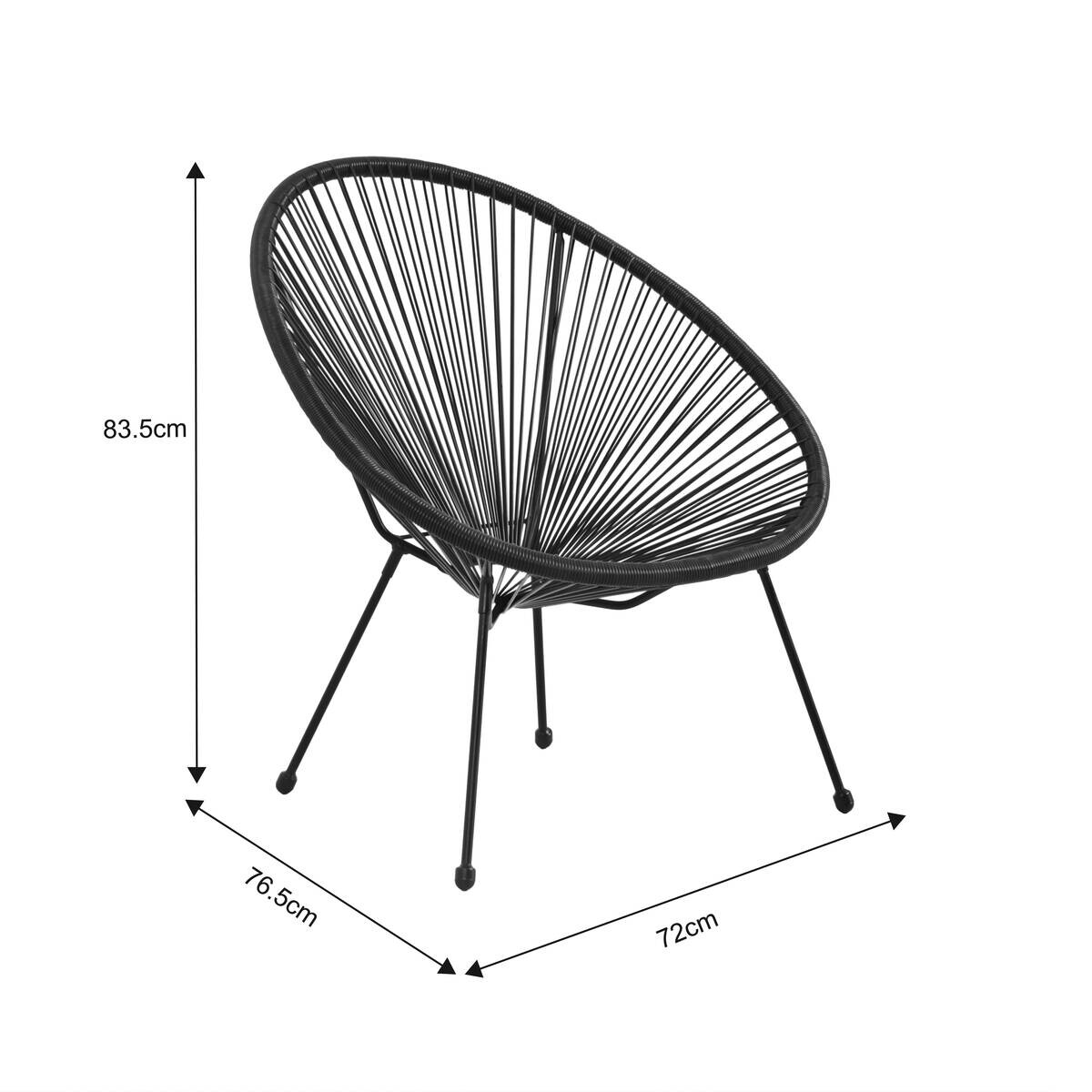 POCOline Gartenstuhl Acapulco schwarz Stahlrohr B/H/L: ca. 73x84x76 cm