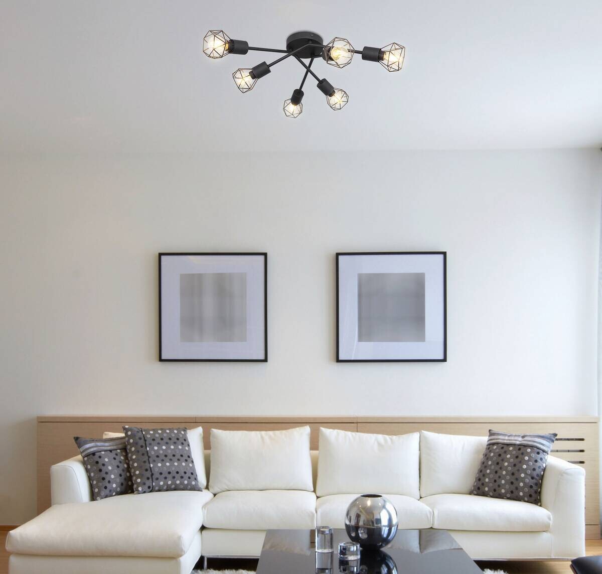 GLOBO Deckenleuchte Xara schwarz Metall H/D: ca. 18x63 cm E14 6 Brennstellen