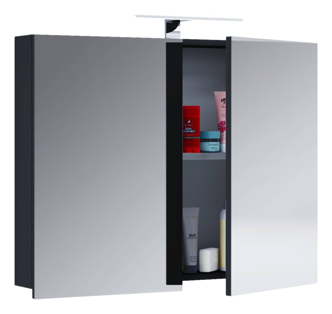 Spiegelschrank Badinos schwarz B/H/T: ca. 80x62x12 cm