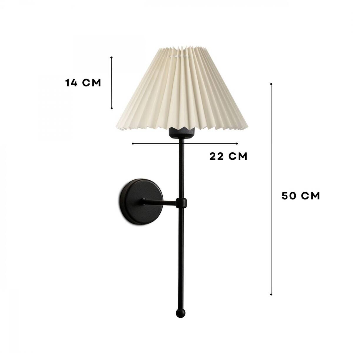 Wandleuchte creme schwarz PVC Metall B/H/L/D: ca. 22x50x22x22 cm E27 1 Brennstellen