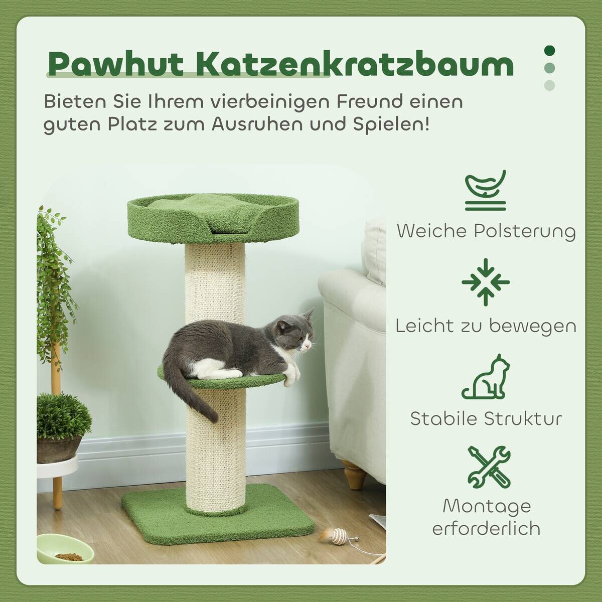 PawHut Kratzbaum grün Spanplatte B/H/L: ca. 45x91x45 cm