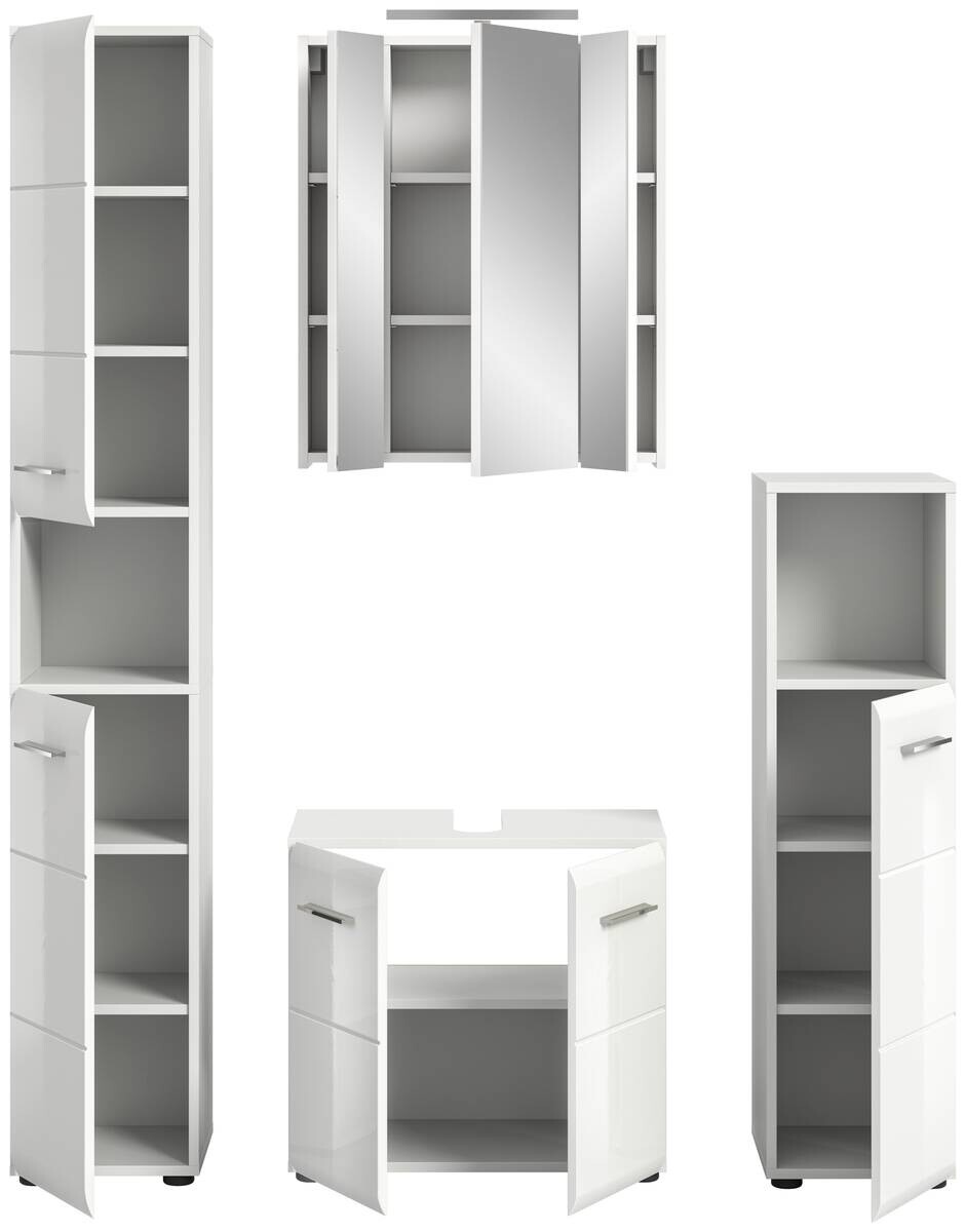 Badezimmer-Set Ice weiß weiß Hochglanz B/H/T: ca. 150x185x30 cm