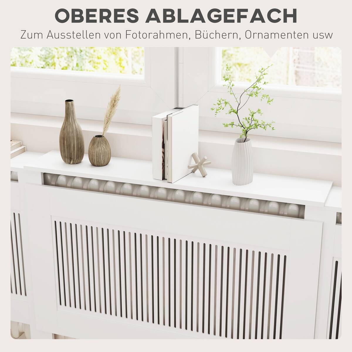 HOMCOM Heizkörperverkleidung weiß B/H/T: ca. 125x81,5x19 cm