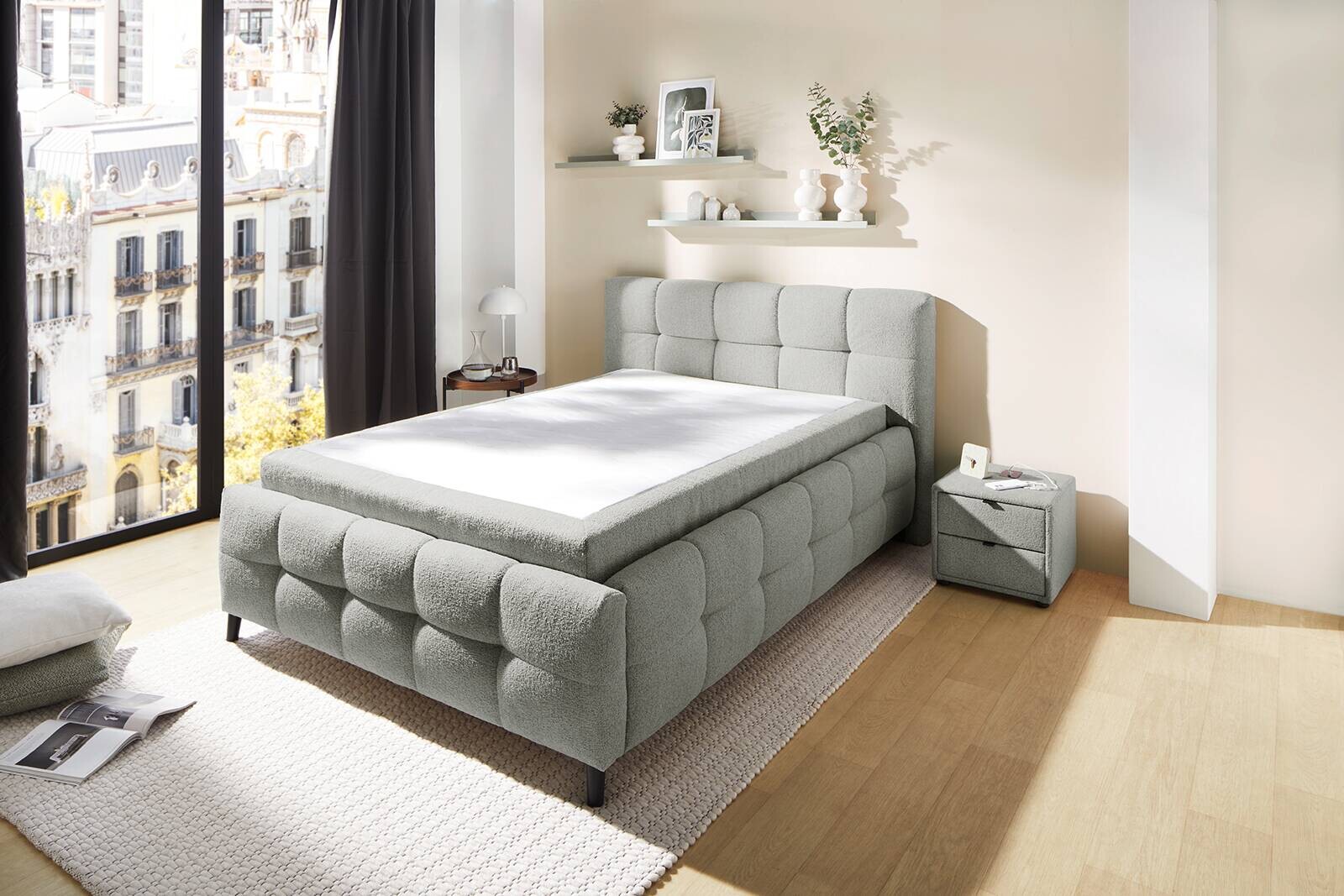 Polsterbett hellgrau Liegefläche B/L: ca. 140x200 cm