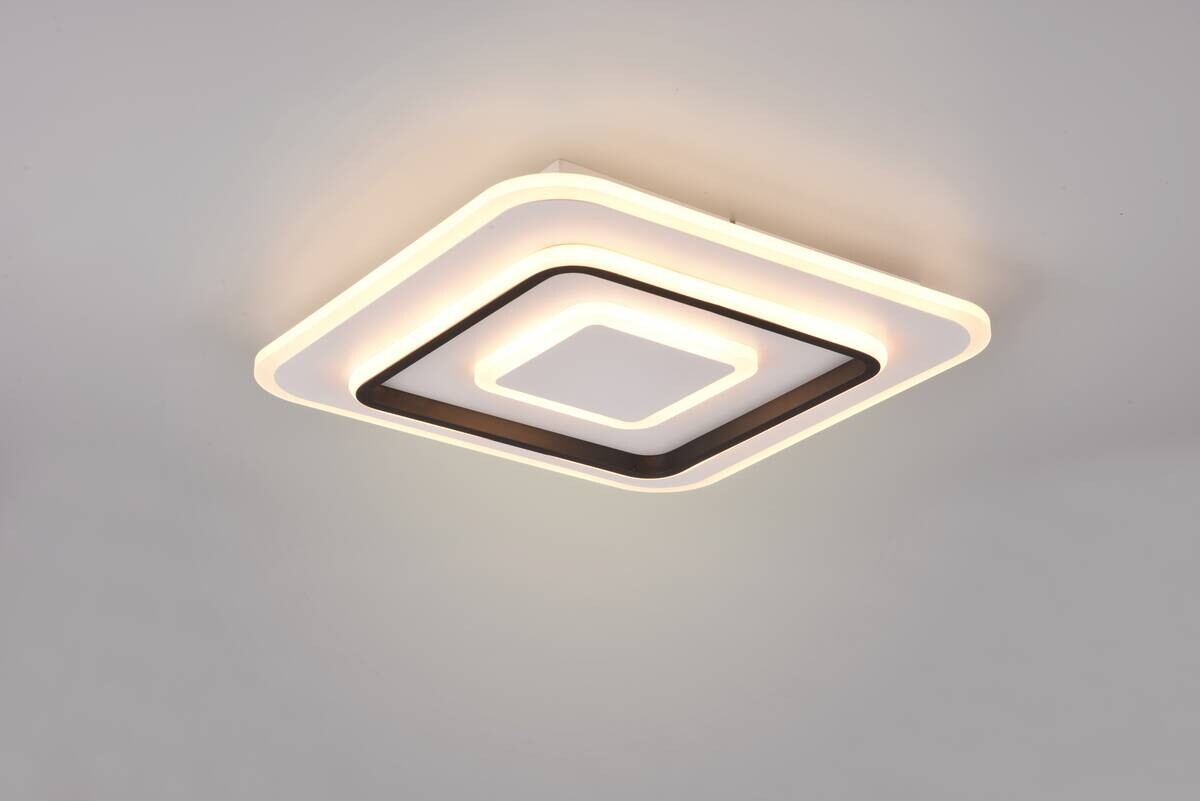 Reality LED-Deckenleuchte Jora weiß schwarz Metall Kunststoff B/H/L: ca. 39,5x6,5x39,5 cm