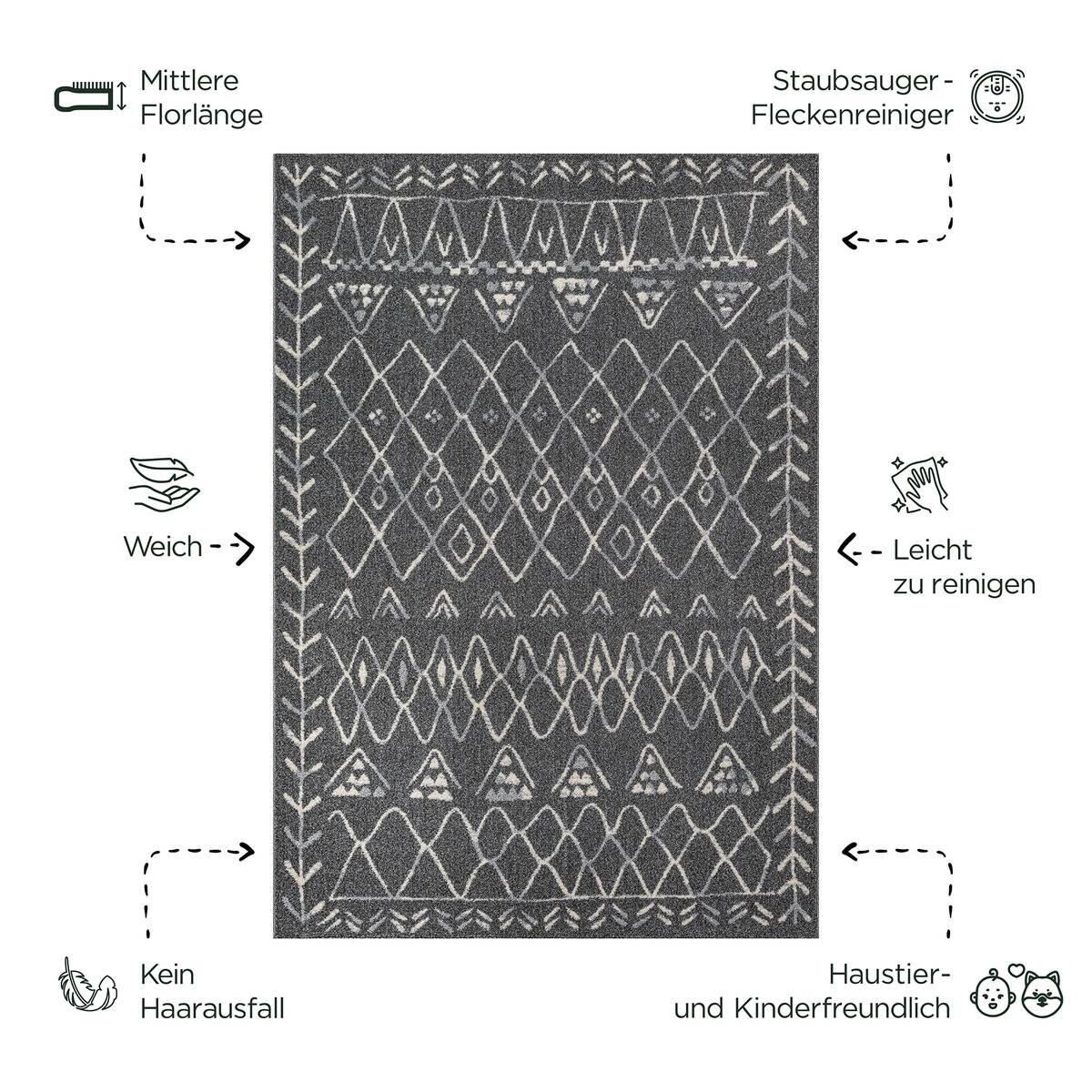 Sanat Teppich anthrazit B/L: ca. 290x200 cm