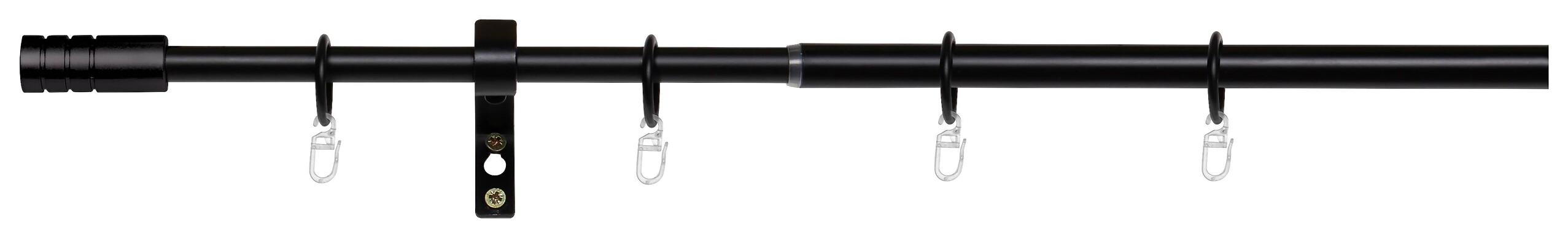 Gardinenstange schwarz Metall ausziehbar von ca. 120 bis 210 cm 1.0 Läufe
