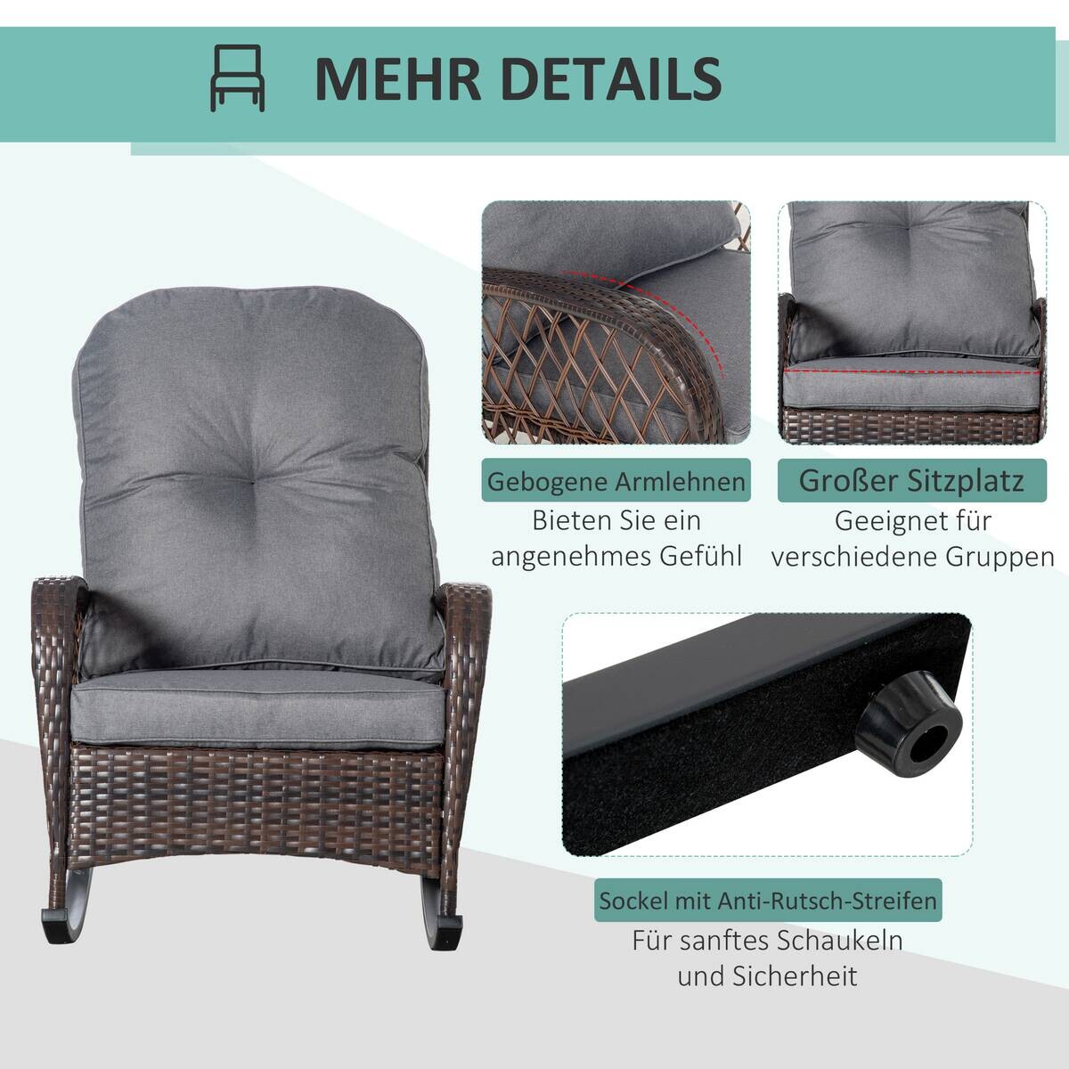 Outsunny Gartensessel braun Polypropylen B/H/L: ca. 98x75x91 cm