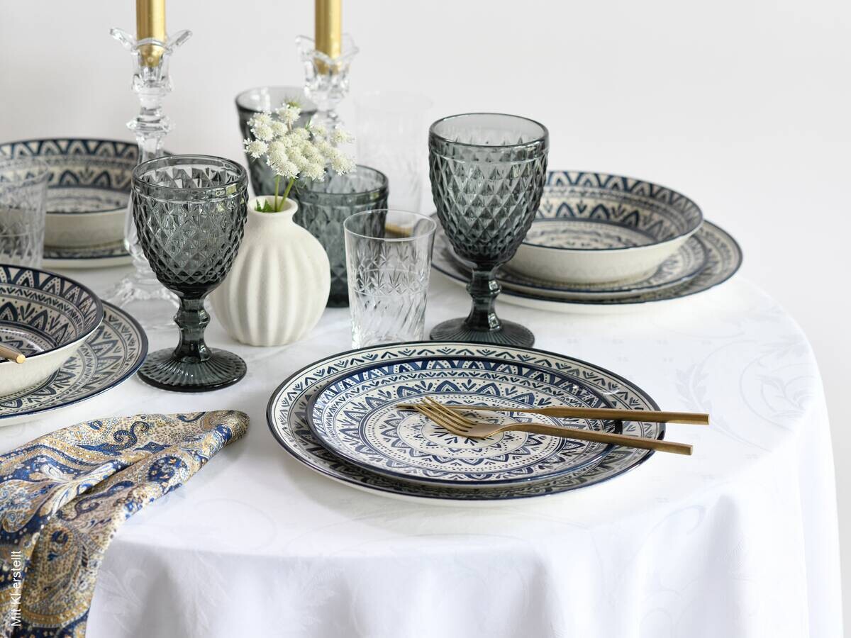 CreaTable Tafelservice Mexico blau Steingut 18 tlg.