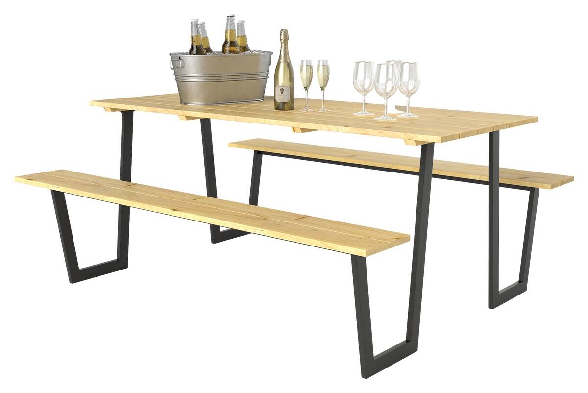 Outsunny Bierzeltgarnitur Holzoptik Holz B/H/L: ca. 148x78x175 cm