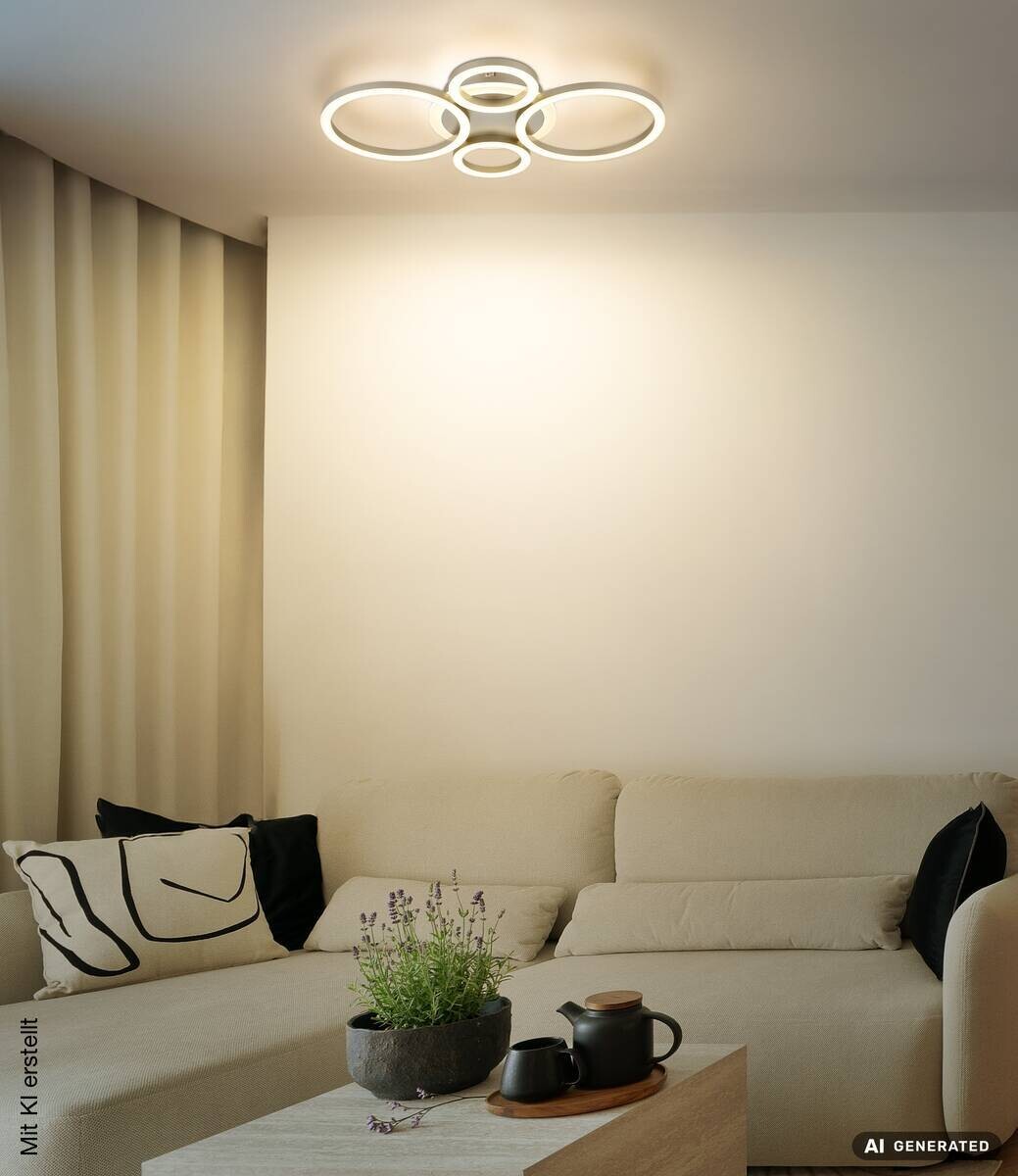 GLOBO LED-Deckenleuchte champagner kaffee Metall Kunststoff B/H/L: ca. 35,5x6,1x53 cm 1 Brennstellen