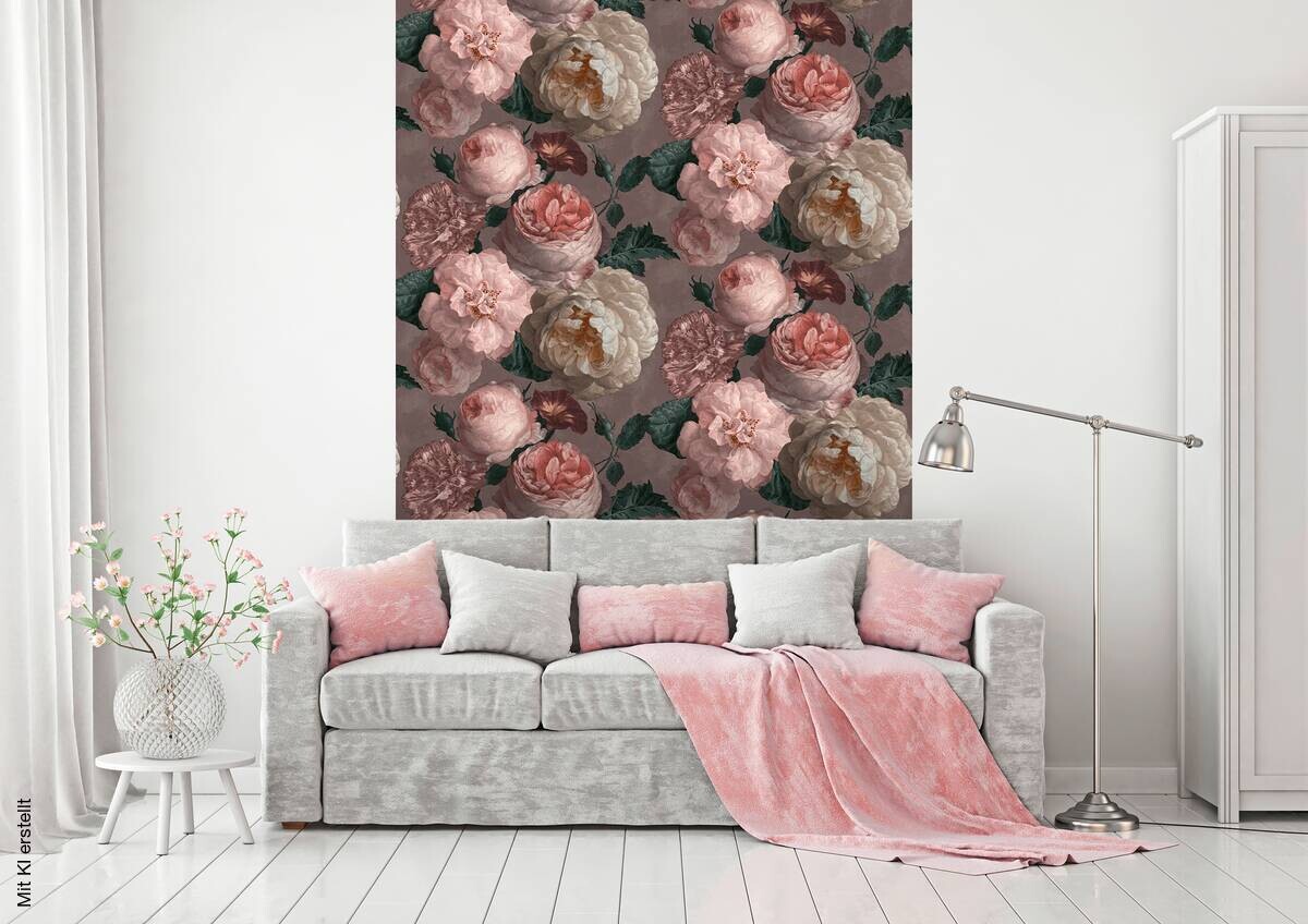 UGEPA Papiertapete grau rosa B/L: ca. 53x1005 cm