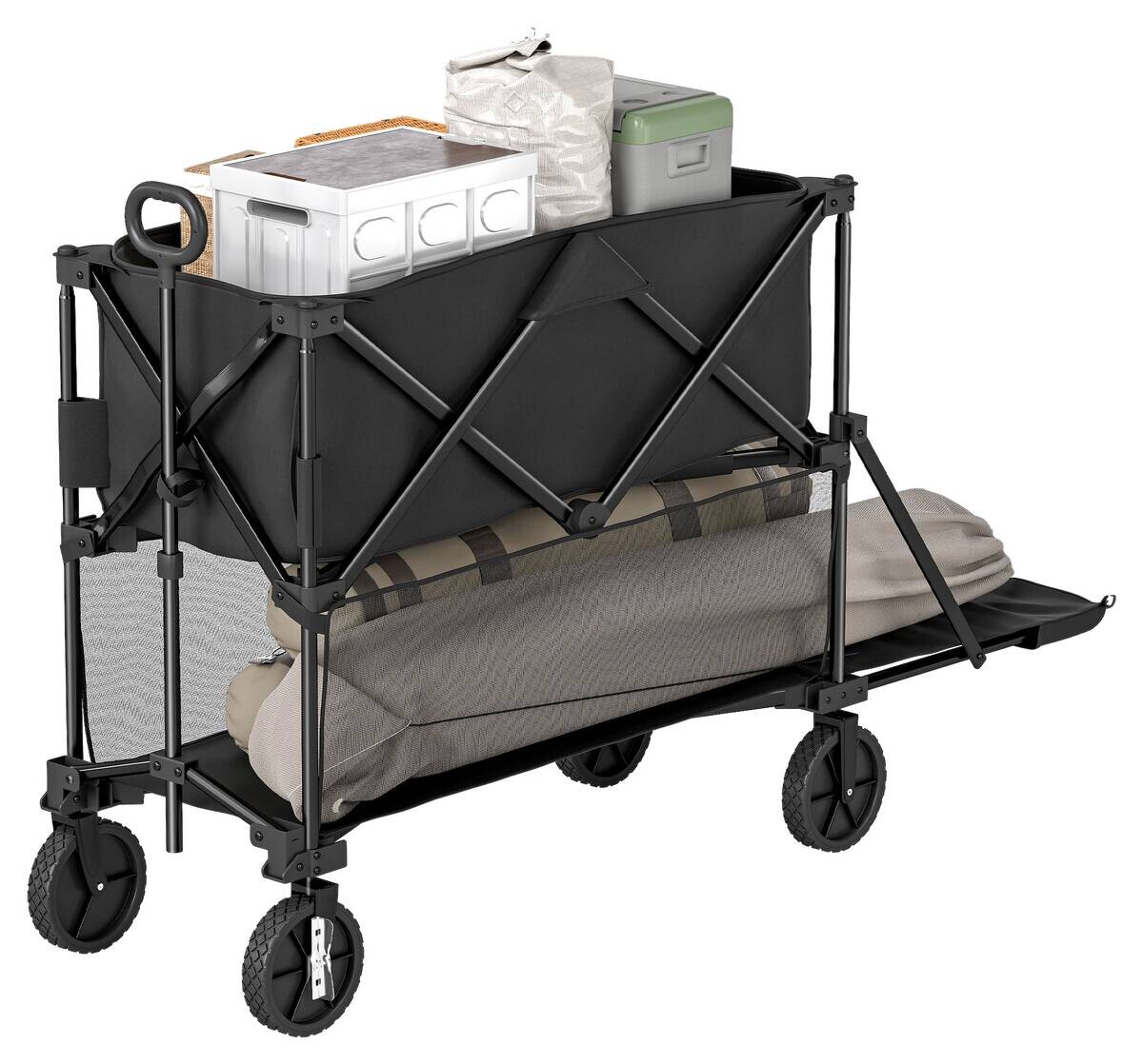 Outsunny Gartenwagen schwarz Polyester B/H/L: ca. 50x102x142 cm