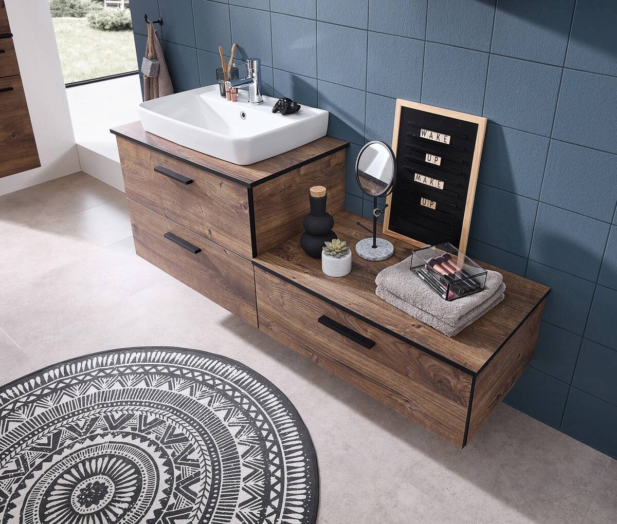 Badezimmer-Set Quickset 374 Eiche Ribeck Nachbildung B/H/T: ca. 142x200x44,5 cm
