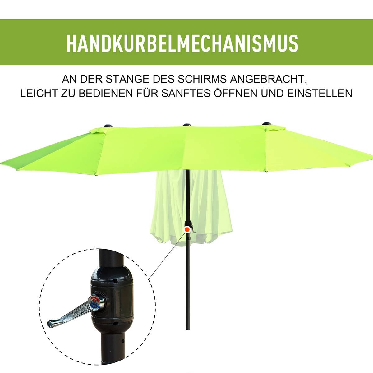 Outsunny Sonnenschirm grün Stahl B/H/L: ca. 270x240x460 cm