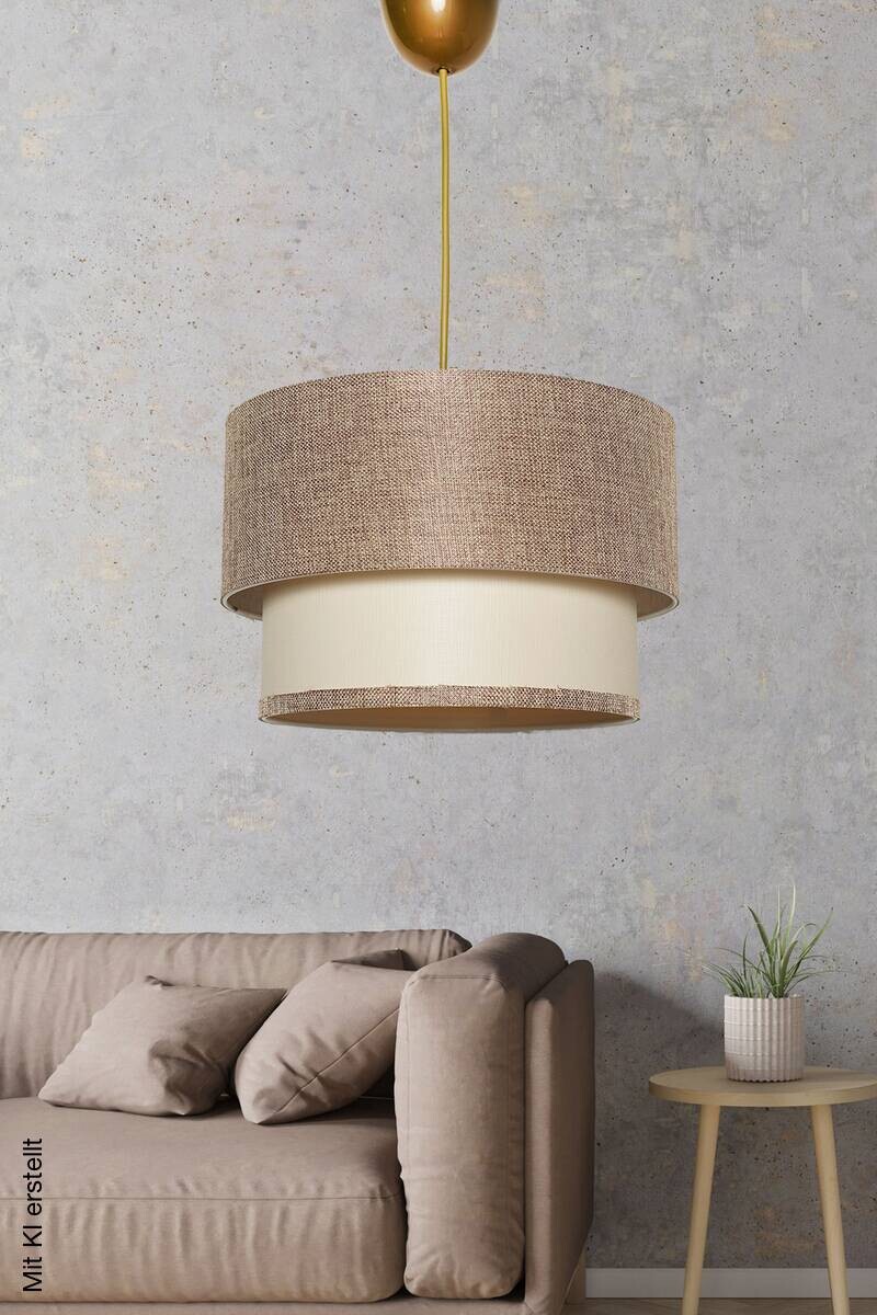 Opviq Pendelleuchte Tubol beige creme Baumwolle Metall B/H/L: ca. 30x65x30 cm E27 1 Brennstellen