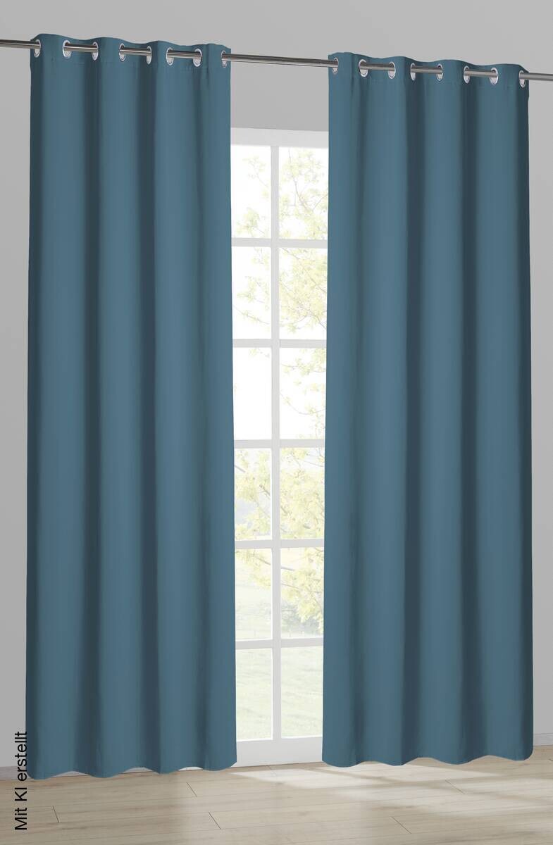 Ösenvorhang Verona blau 100% Polyester B/L: ca. 140x245 cm