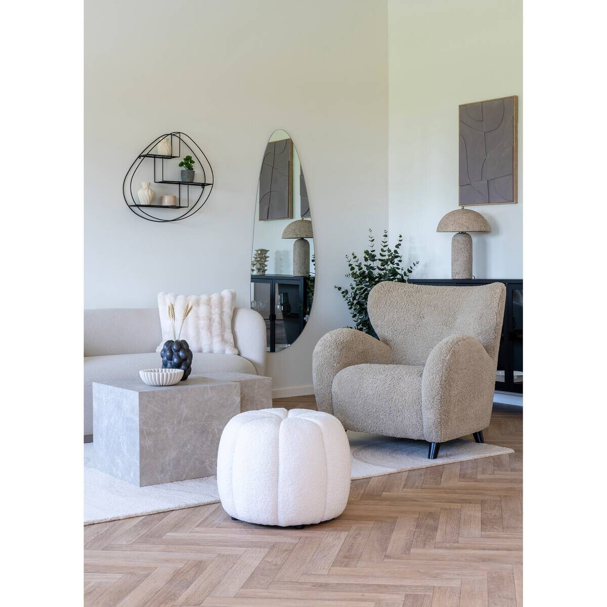 Housenordic Tischleuchte Astley stone B/H/L: ca. 36,5x49,5x36,5 cm E27 1 Brennstellen