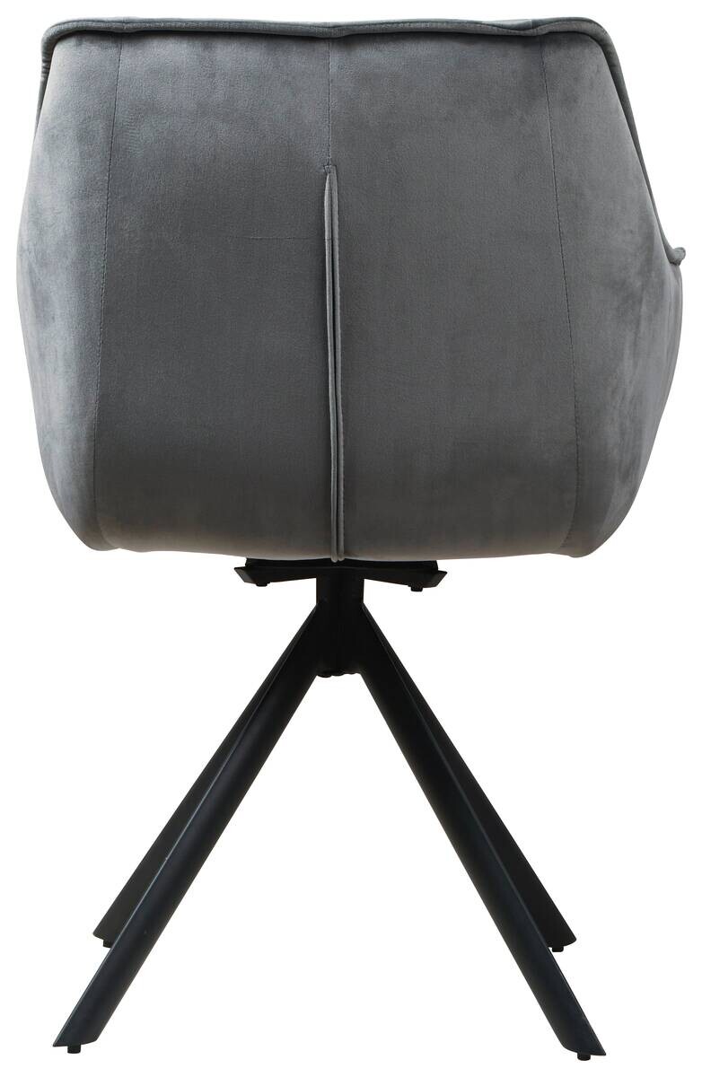Armlehnstuhl Darwin dunkelgrau schwarz Samtoptik Metall B/H/T: ca. 61x95x60 cm
