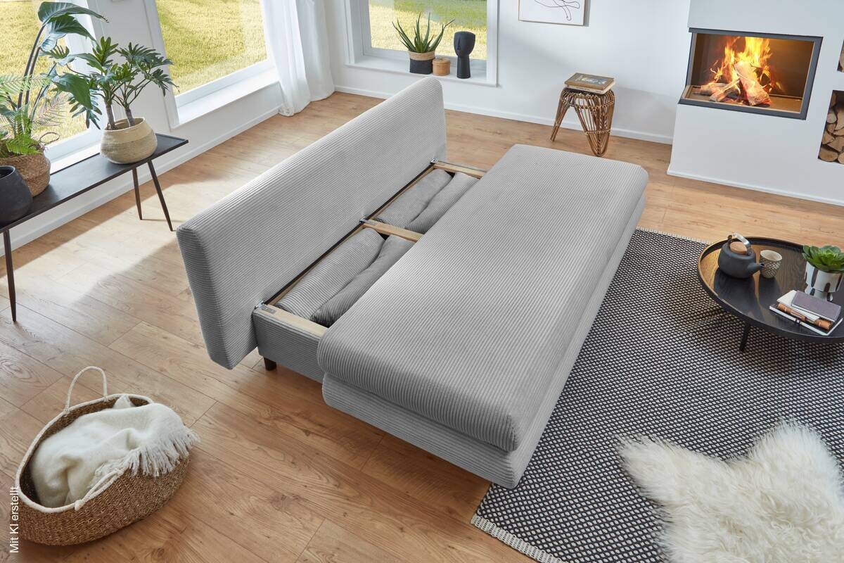 Schlafsofa Bern silber Microfaser B/H/T: ca. 190x93x92 cm