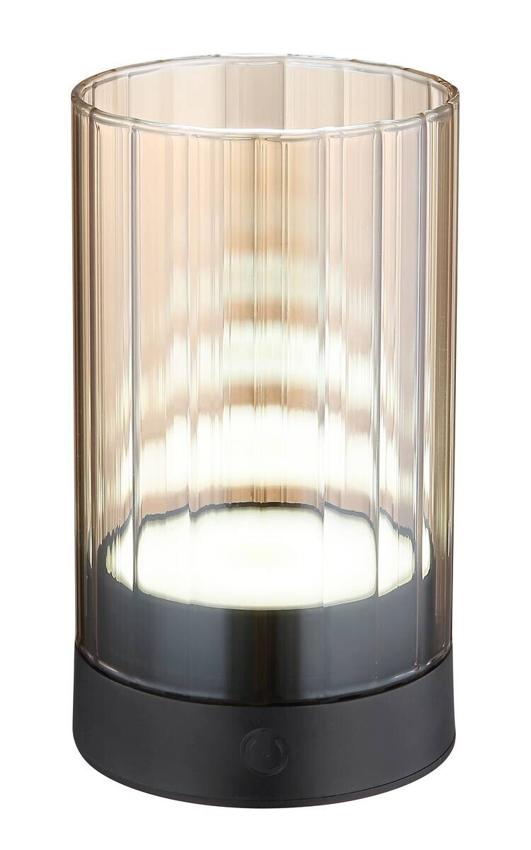 GLOBO LED-Tischleuchte schwarz amber Glas H/D: ca. 14x8 cm