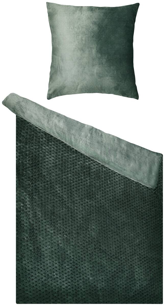Microfaser Bettwäsche Cashmere touch dunkelgrün 100% Polyester B/L: ca. 135x200 cm