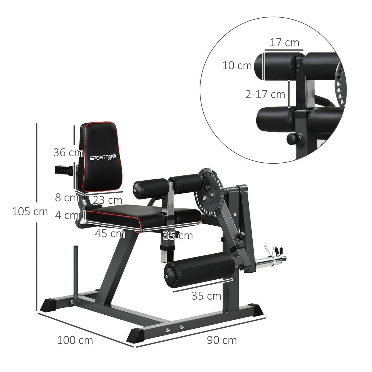 SPORTNOW Beinstrecker schwarz Stahl B/H/L: ca. 90x105x100 cm