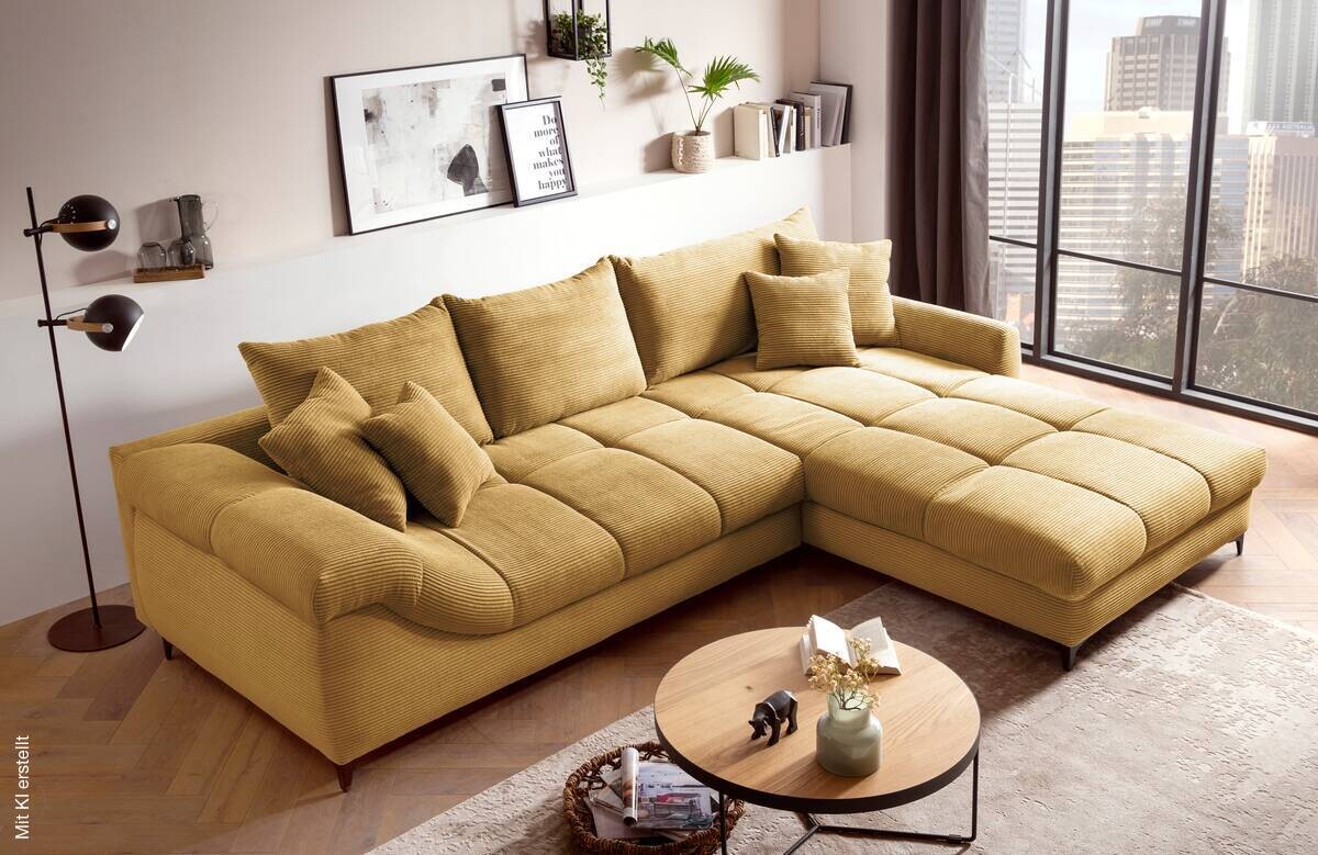 Ecksofa curry Microfaser B/H/T: ca. 332x96x227 cm
