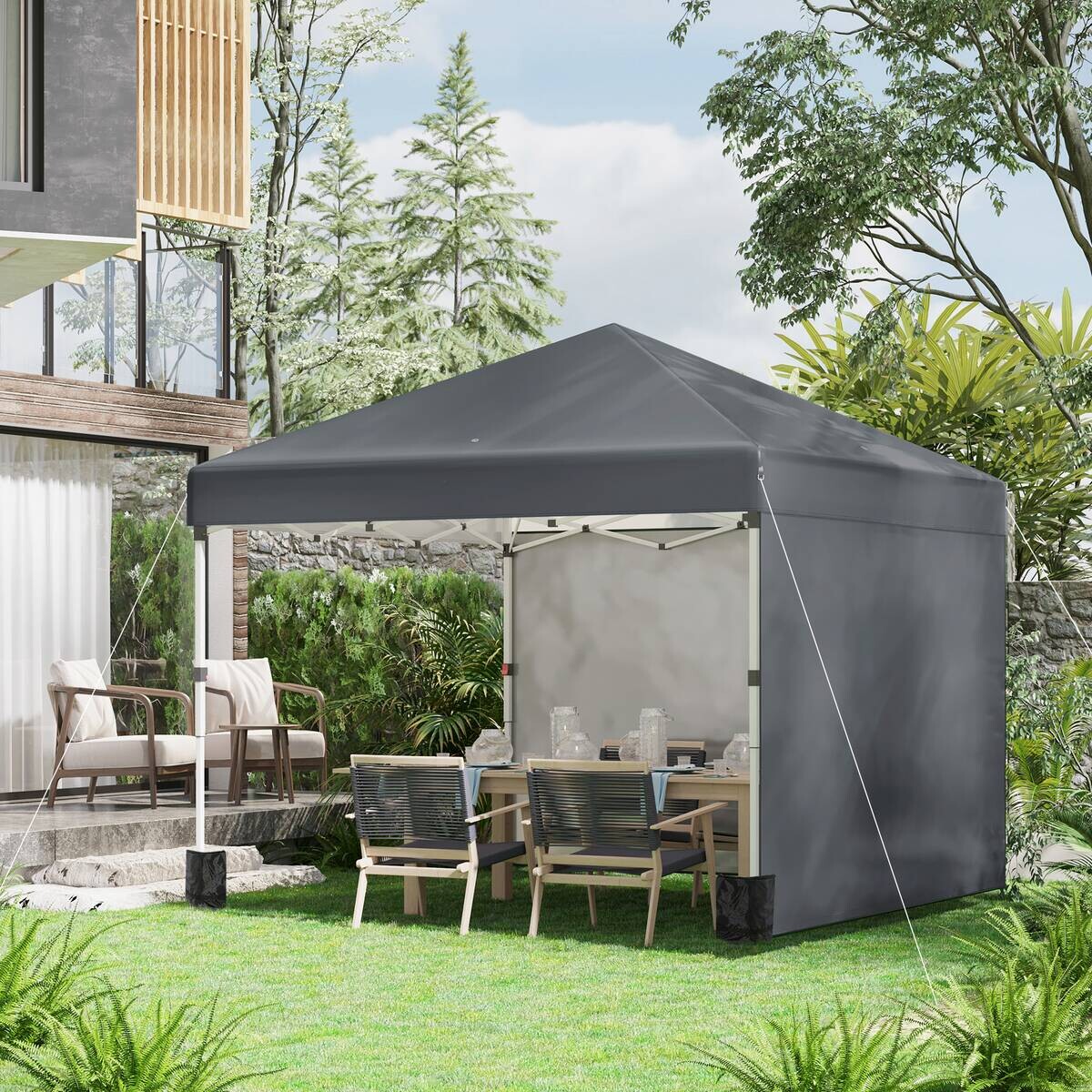 Outsunny Pavillon dunkelgrau Polypropylen B/H/L: ca. 297x297x274 cm