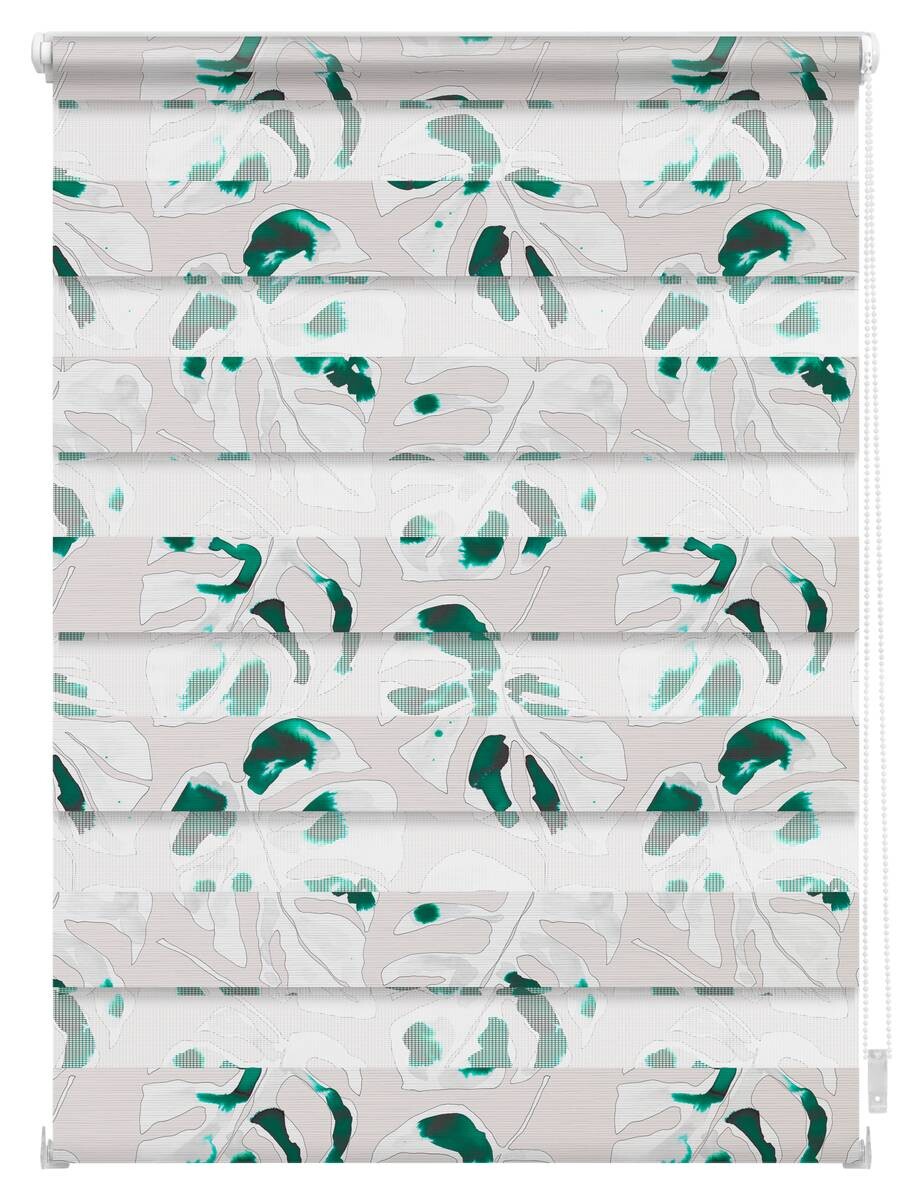 LICHTBLICK Doppelrollo Duo Monstera schwarz B/T: ca. 70x150 cm