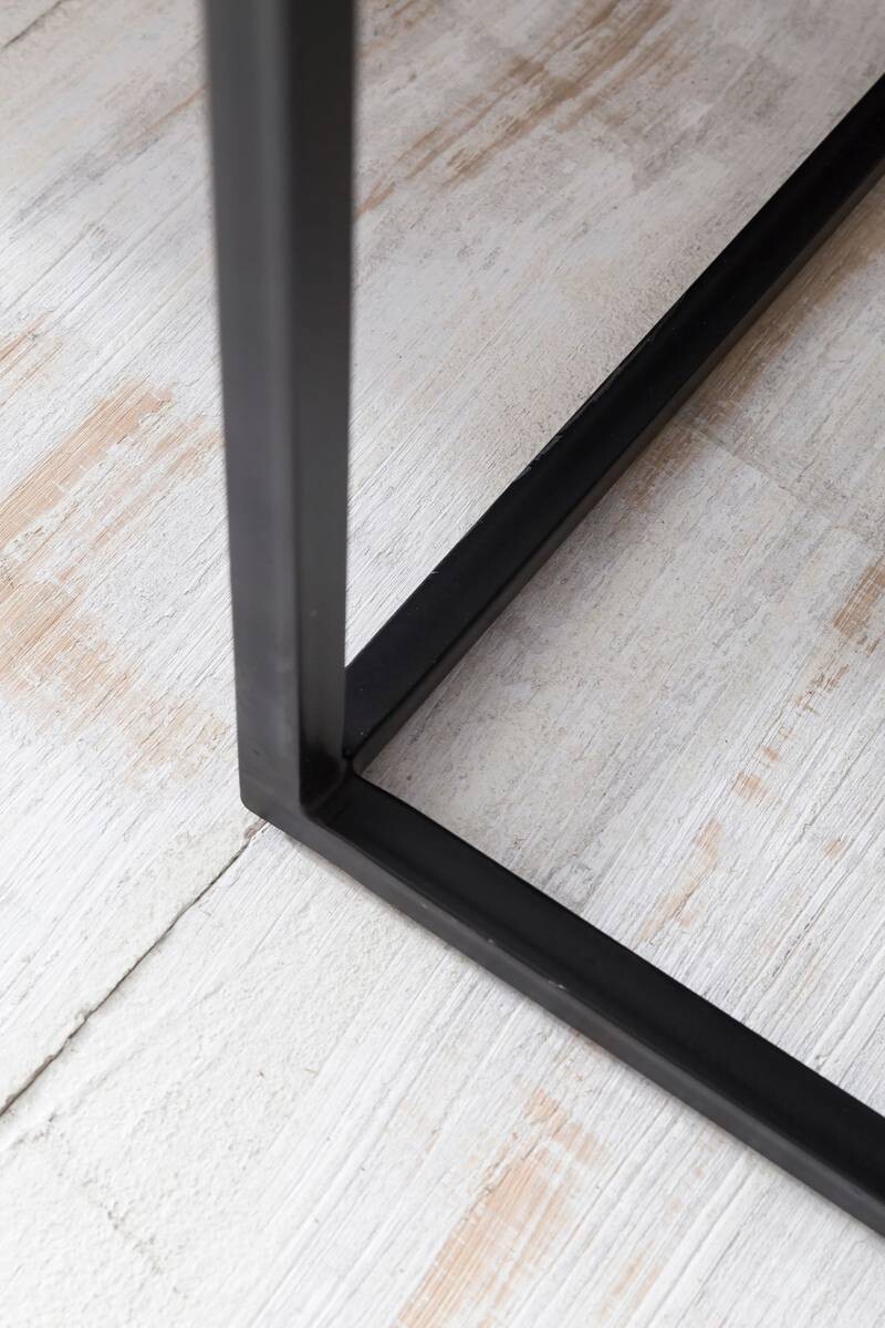 Beistelltisch 2er-Set natur schwarz lackiert Echtholz Eisen