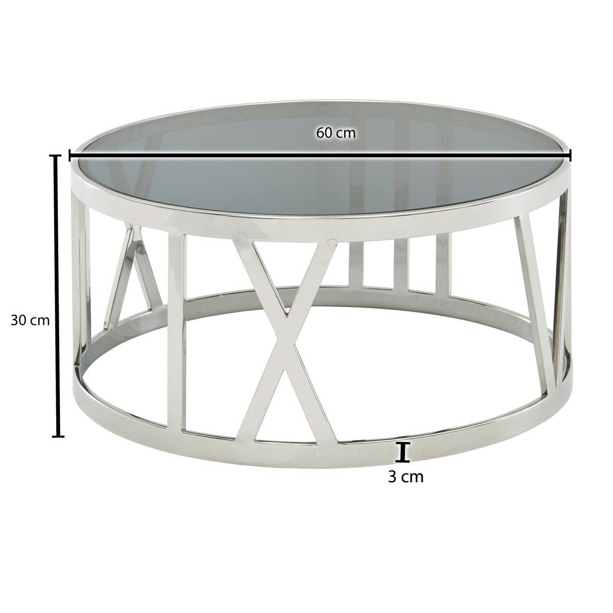 Couchtisch silber B/H/T: ca. 60x30x60 cm