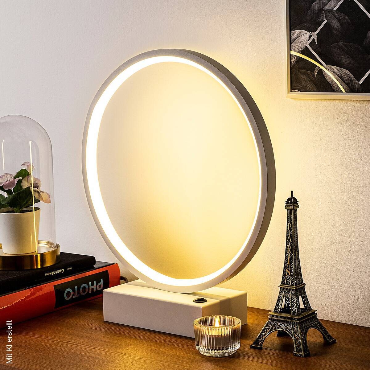 Opviq LED-Tischleuchte weiß B/H/T: ca. 30x35x9 cm